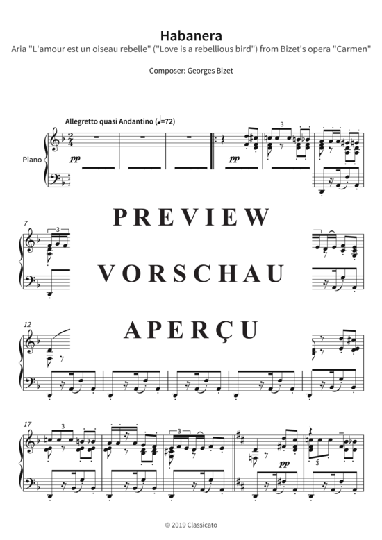 gallery: Habanera - Aria L´amour est un oiseau rebelle (Love is a rebellious bird) , ,  from Bizet´s opera Carmen (Klavier Solo)