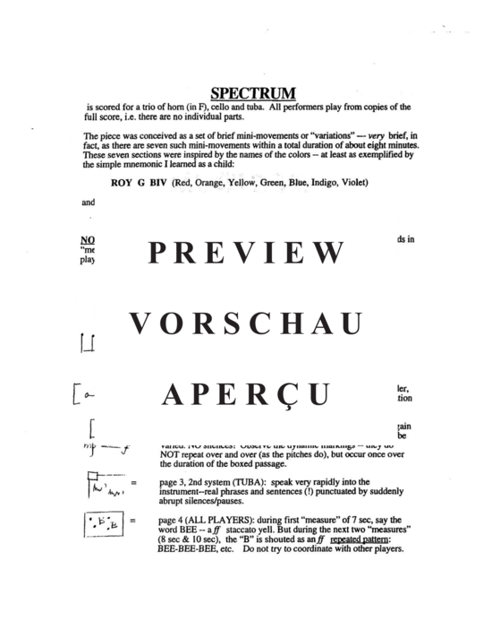 gallery: Spectrum , , (Trio für Horn in F, Violoncello + Tuba)