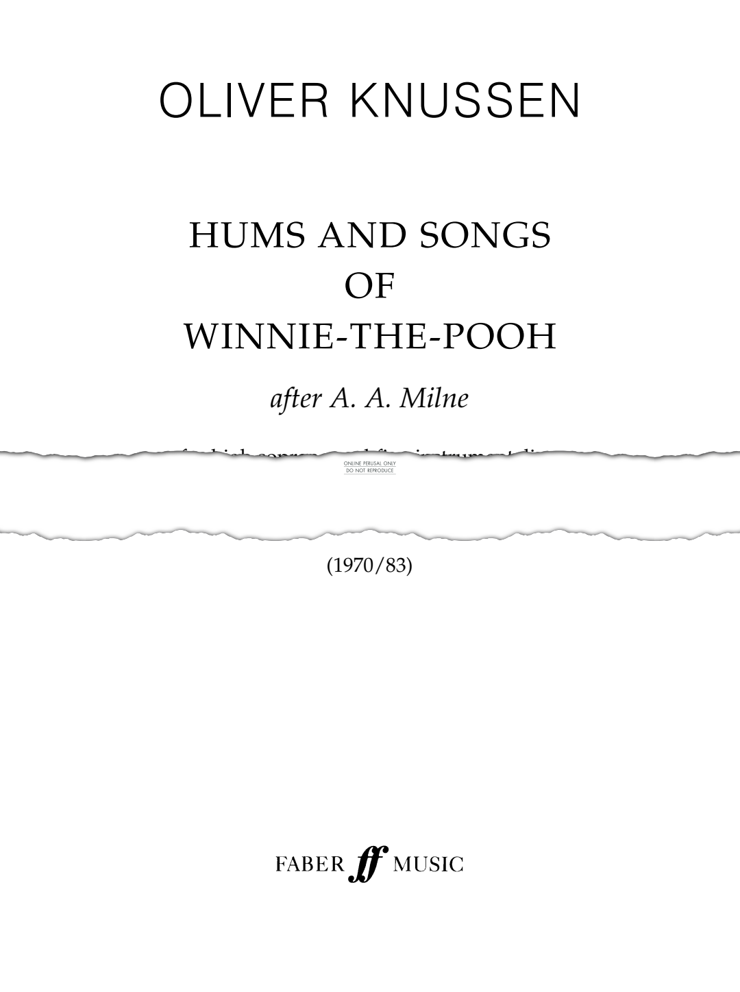 gallery: Hums and Songs of Winnie-the-Pooh, Oliver Knussen, Flöte, Gesang, Horn, Klarinette, Percussion, Violoncello