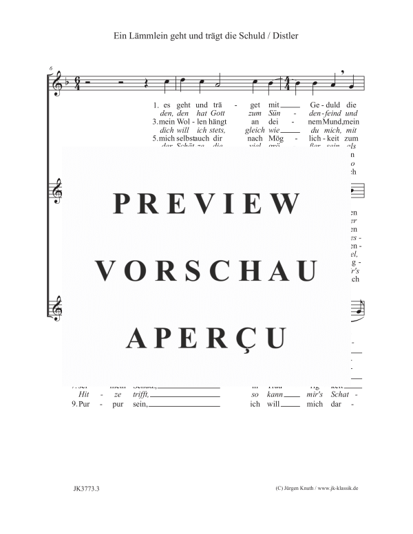 gallery: Ein Lämmlein geht und trägt die Schuld (Der Jahrkreis Op.5, No.12), , (female choir SSA)