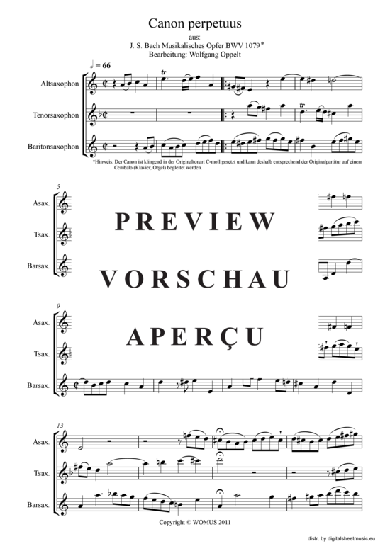 gallery: Canon perpetuus aus: Musikalisches Opfer BWV 1079  , , (Saxophon Trio ATB)