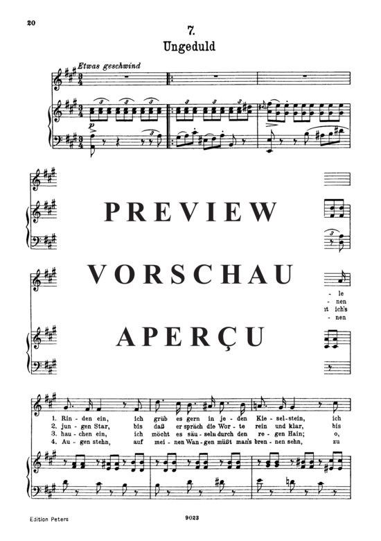 gallery: Ungeduld D.795-7 (Die Schöne Müllerin) , ,  (Gesang hoch + Klavier)