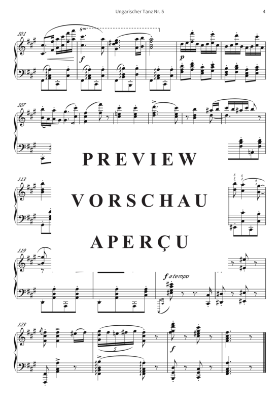 gallery: Ungarischer Tanz Nr. 5 - aus der Sammlung Ungarische Tänze, Buch 1 , , (Klavier Solo)