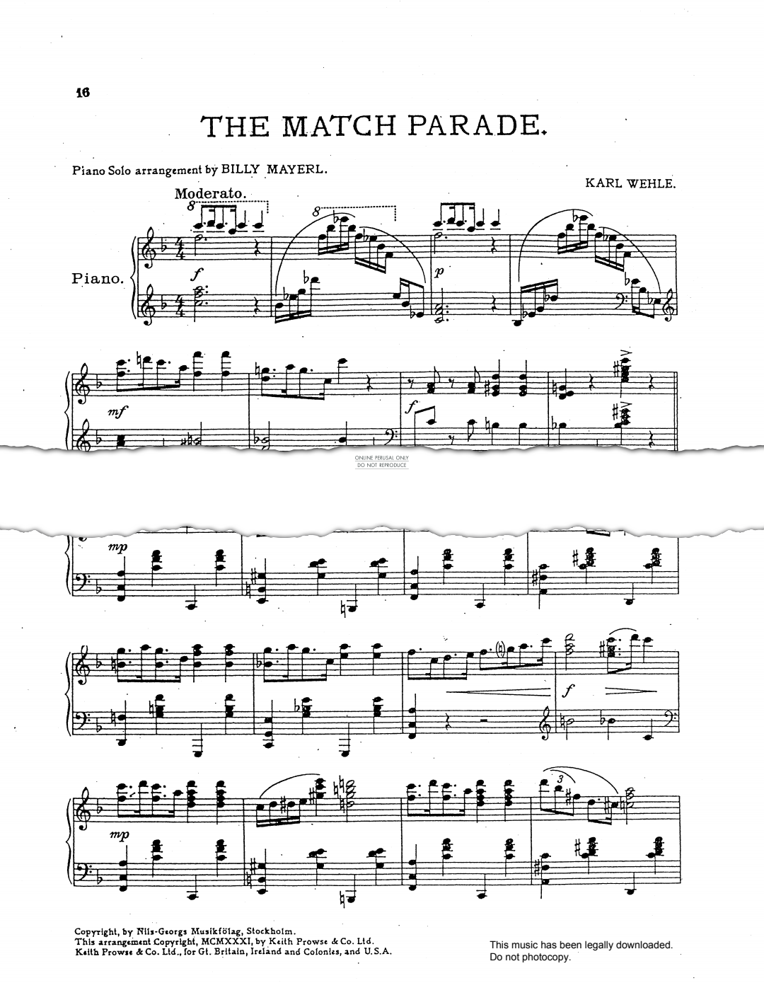 gallery: The Match Parade, Karl Wehle, Klavier