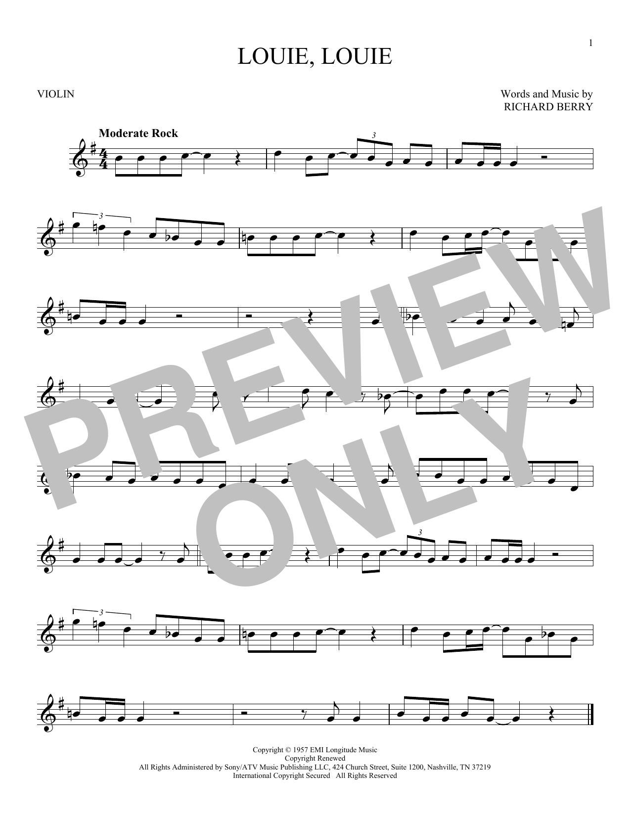 Louie, Louie - sheet music by Kingsmen - smd-169125 | notendownload