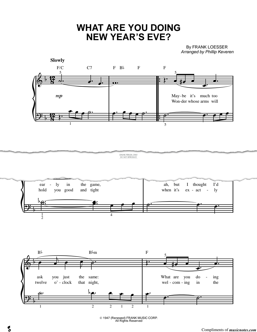 gallery: What Are You Doing New Year's Eve, Frank Loesser, Gesang, Klavier