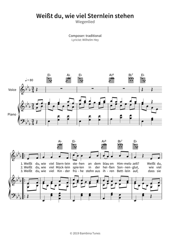 Weißt du, wie viel Sternlein stehen - Wiegenlied 