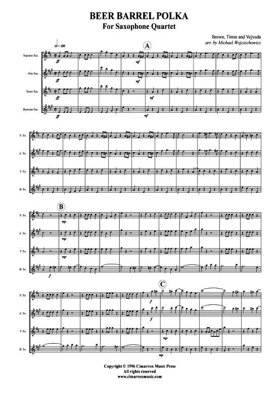 gallery: Beer Barrel Polka , , (Saxophon-Quartett SATB)