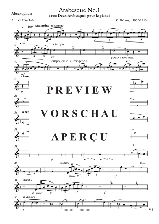 gallery: Arabesque No 1 , , (Saxophon Quartett SATB)