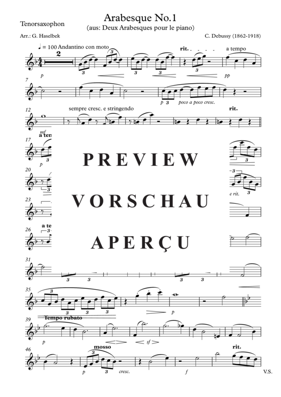 gallery: Arabesque No 1 , , (Saxophon Quartett SATB)