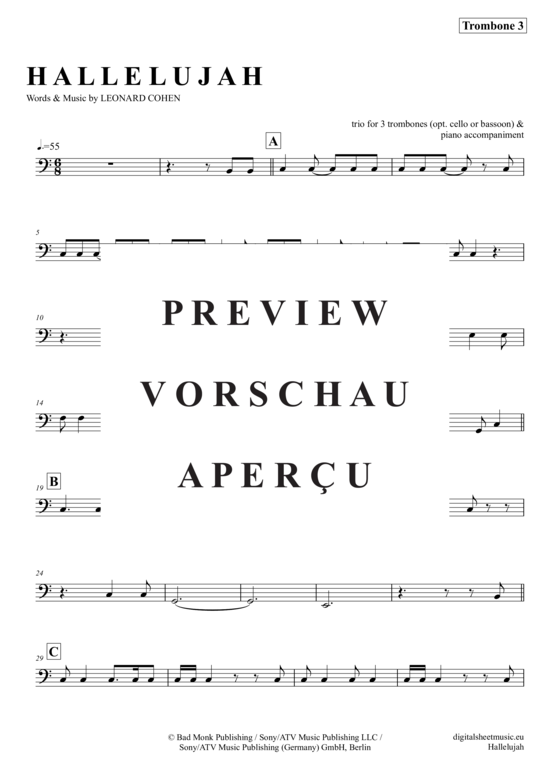 gallery: Hallelujah , Cohen, Leonard, (Posaunen Trio + Klavier)