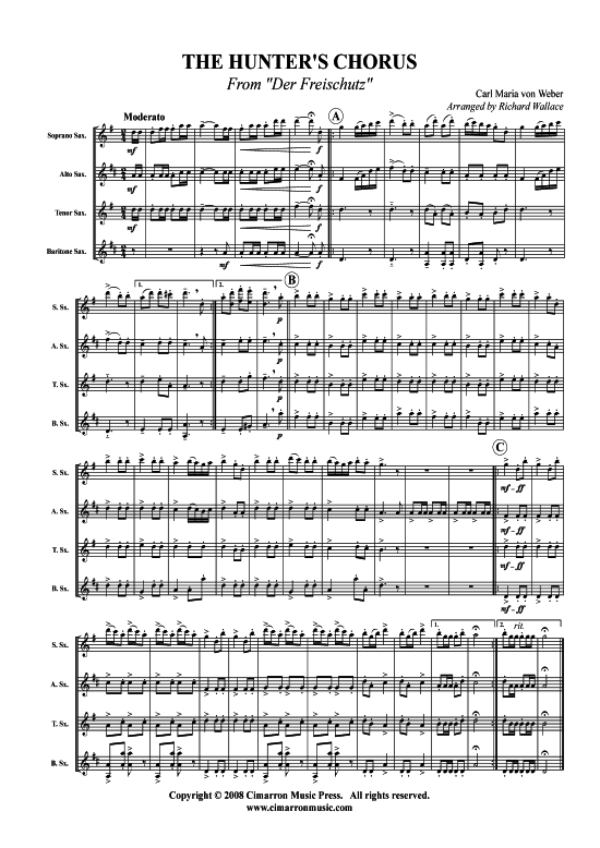 gallery: Der Jägerchor , , (Saxophon-Quartett SATB)