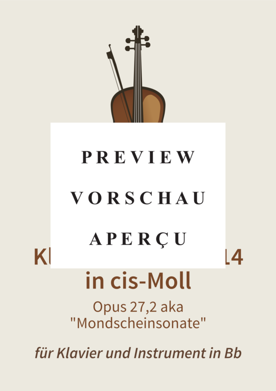 gallery: Klaviersonate Nr. 14 in cis-Moll - Opus 27, 2 aka Mondscheinsonate , , (Klavier + Instrument in B)