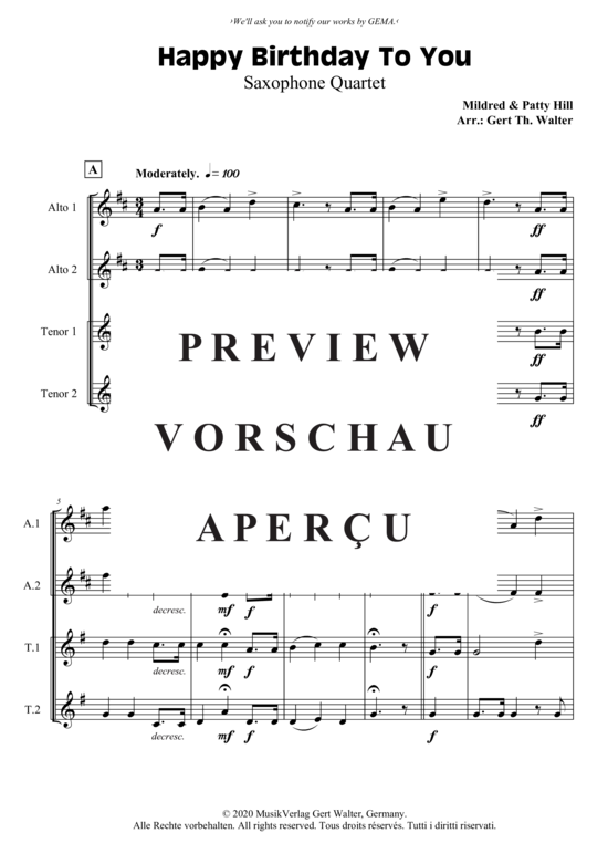 gallery: Happy Birthday To You , , (Saxophon Quartett AATT)