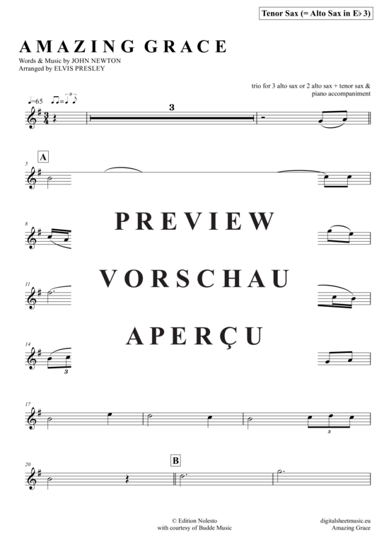 gallery: Amazing Grace (Saxophon Trio AAA(T) , Presley, Elvis,  + Klavier)