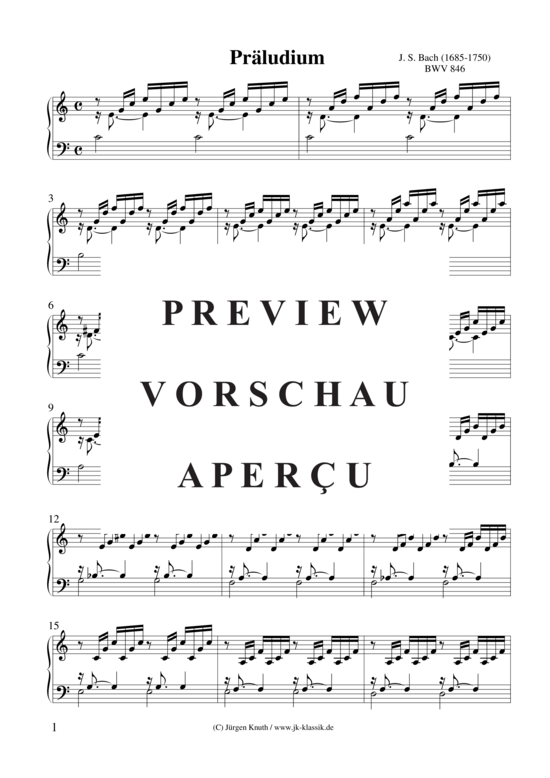 gallery: Präludium BWV 846 aus dem Notenbuch Anna M. Bach , , (Klavier/Cembalo Solo)