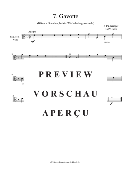 gallery: Gavotte (Satz: 7) , ,  aus der Feldmusik 1704 No. III (Gemischtes Ensemble)