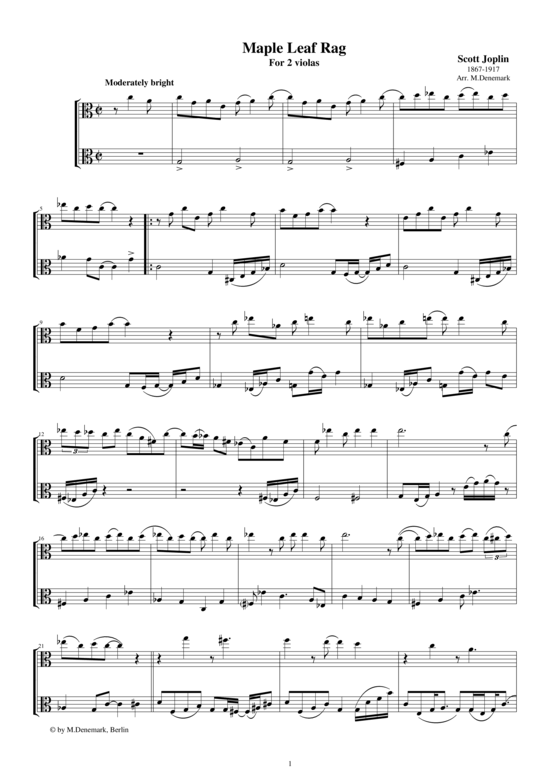 Maple Leaf Rag für zwei Bratschen