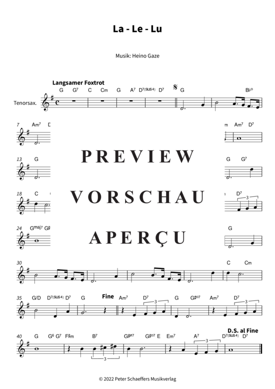 gallery: La - Le - Lu (Soloinstrument in B + Akkorde in B) , Rühmann, Heinz,  (Leadsheet)