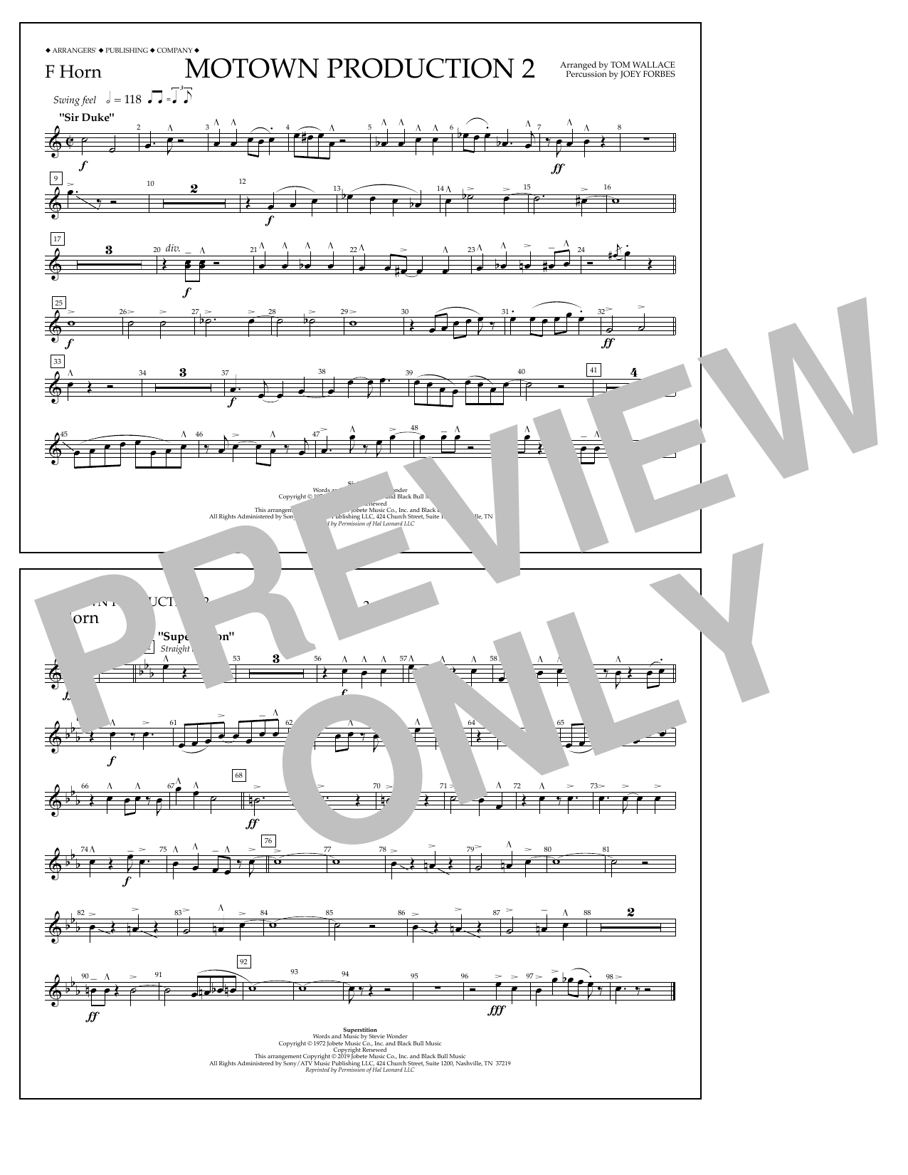 Motown Production 2 (arr. Tom Wallace) - F Horn - Online Noten von ...