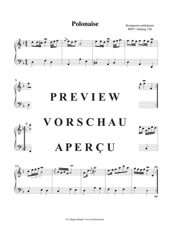 gallery: Polonaise aus dem Notenbuch Anna M. Bach (BWV Anhang 128) , ,  (Klavier Solo)