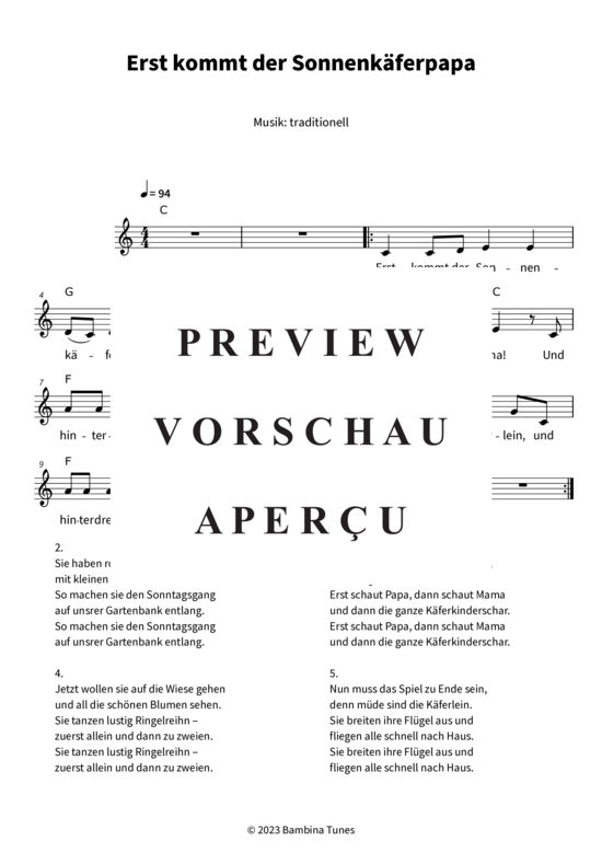 gallery: Erst kommt der Sonnenkäferpapa (Gesang + Akkorde) , ,  (Leadsheet)