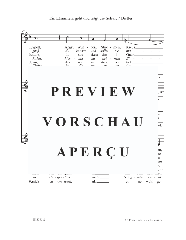 gallery: Ein Lämmlein geht und trägt die Schuld (Der Jahrkreis Op.5, No.12), , (female choir SSA)