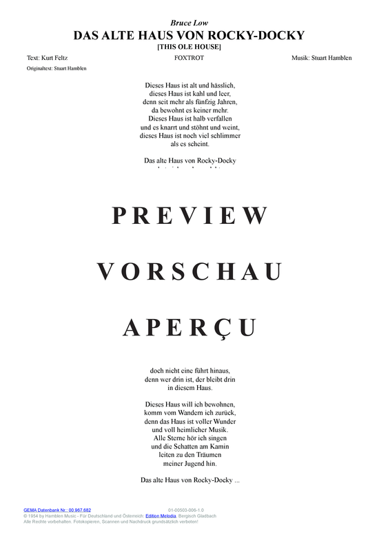 gallery: Das alte Haus von Rocky-Docky (This ole house) , Low, Bruce,  (Melodie-Stimmen in C/B/Es)