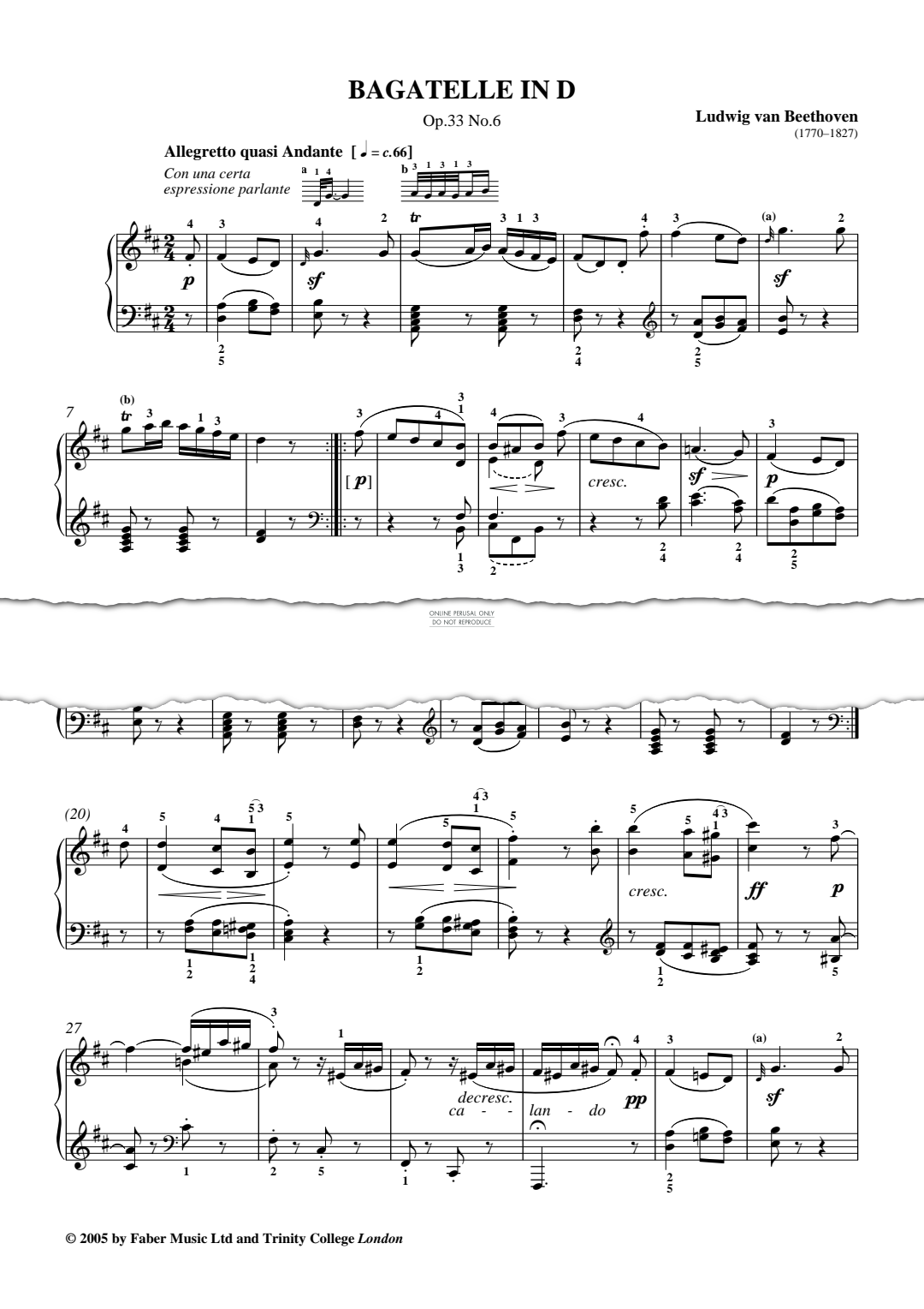 gallery: Bagatelle In D Op.33 No.6, Ludwig van Beethoven, Klavier