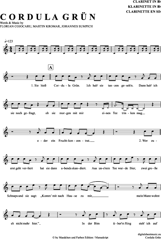 gallery: Cordula Grün , Draufgänger, Die, (Klarinette in B)