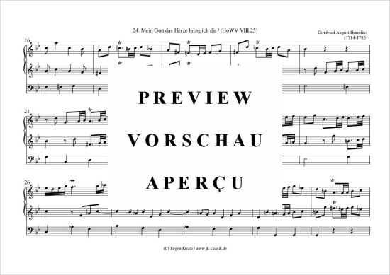 gallery: Mein Gott das Herze bring ich dir, Nr.24 (HoWV VIII.25) , ,  (Orgel Solo)