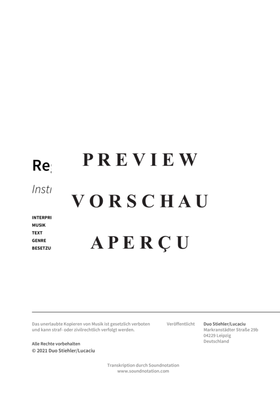 gallery: Regen - Instrument in Eb (Alt-Saxophon in Es) , Stiehler/Lucaciu, Duo,  (Leadsheet)