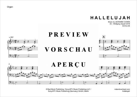 gallery: Hallelujah , Cohen, Leonard, (Trompete in B + Orgel)