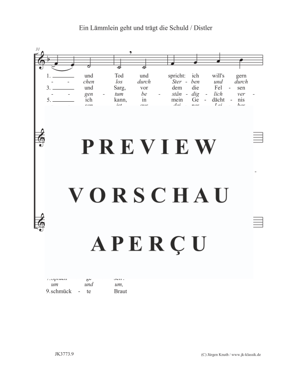 gallery: Ein Lämmlein geht und trägt die Schuld (Der Jahrkreis Op.5, No.12), , (female choir SSA)