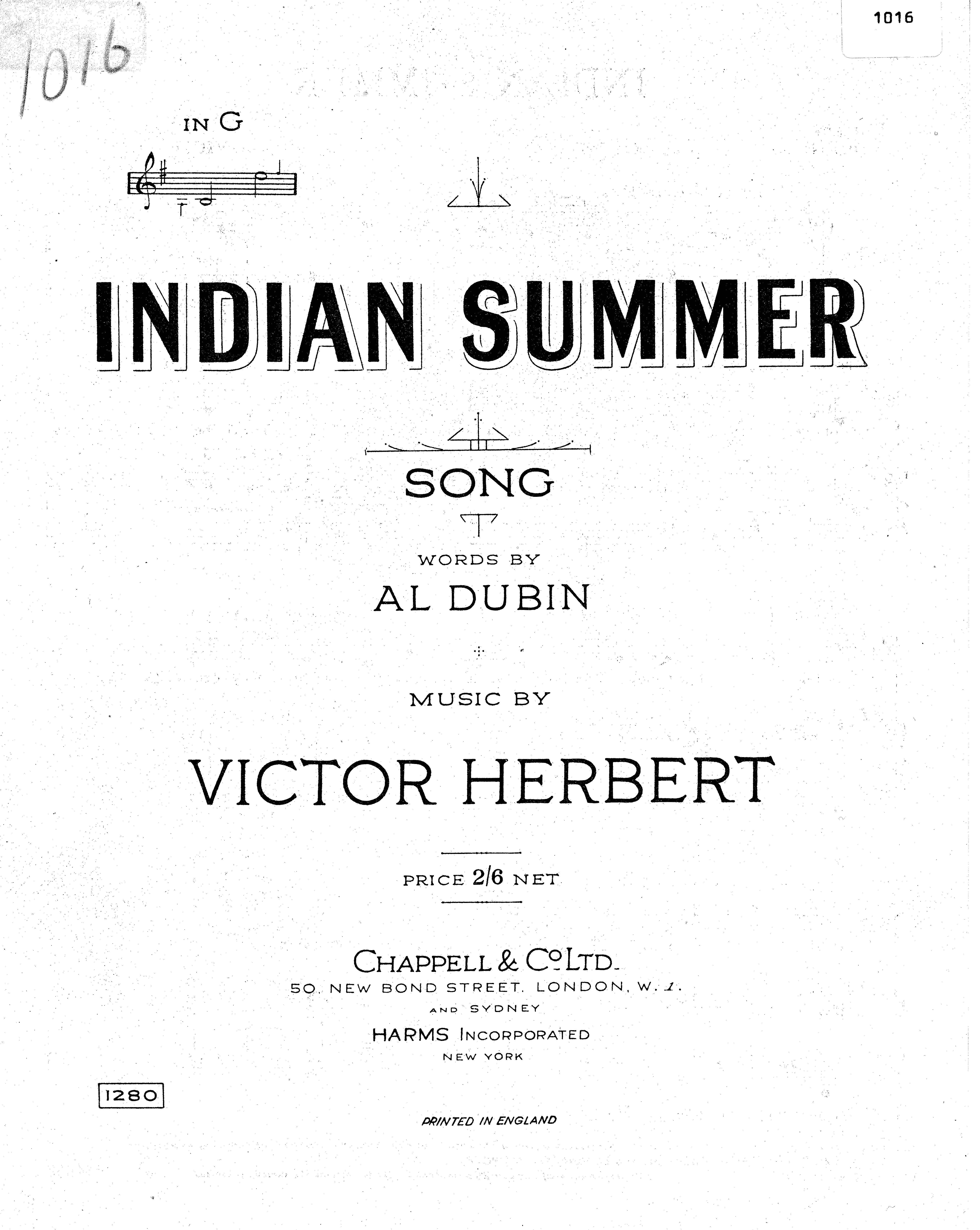 cover: Indian Summer, Victor Herbert, Gesang, Klavier