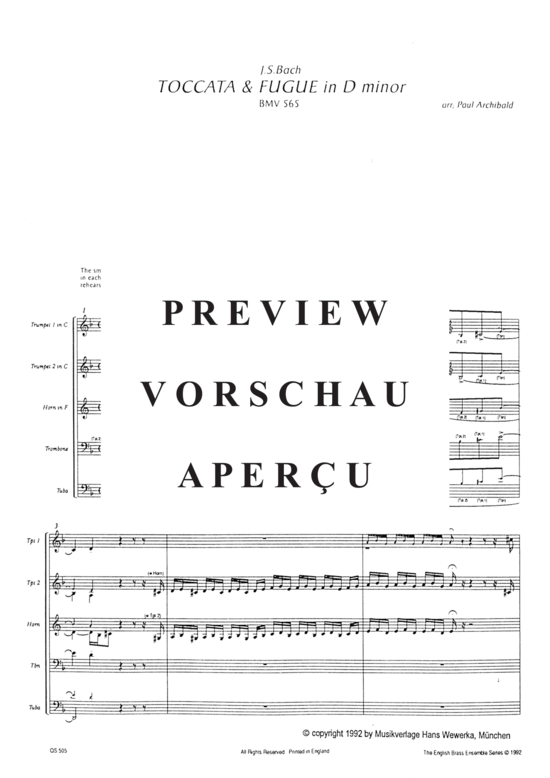 gallery: Toccata & Fugue , , (1.Trp in C/B/Es, 2.Trp in B, Horn in F, Pos, Tuba)