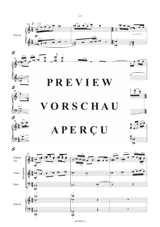 gallery: Vier Gespräche, Partitur , , (Sax-Quartett SATBass + Klavier)