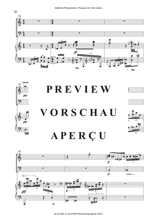 gallery: Musique en trois styles pour violon, violoncelle et piano (1969) , ,  (Trio für Violine, Violoncello + Klavier)