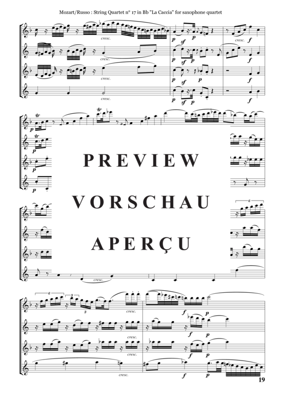 gallery: Streichquartett Nr. 17 in B, K 458 , , (Saxophon Quartett SATB)