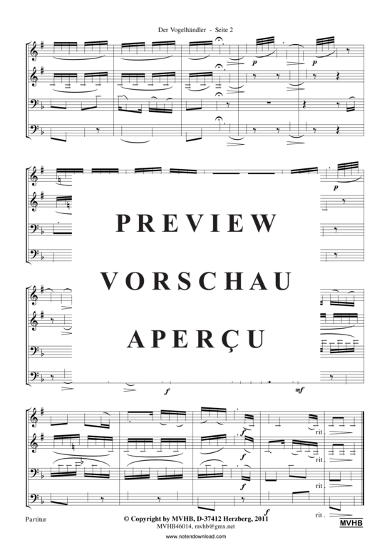 gallery: Der Vogelhändler (Blechbläserquartett 2 Trp (B) , , , Pos/TenH, Tub)