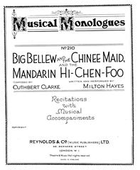 cover: Big Bellew And The Chinee Maid, And The Mandarin Hi-Chen-Foo, Cuthbert Clarke, Gesang, Klavier