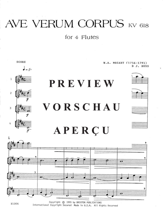 gallery: Ave Verum Corpus , , (4 Flöten in C)