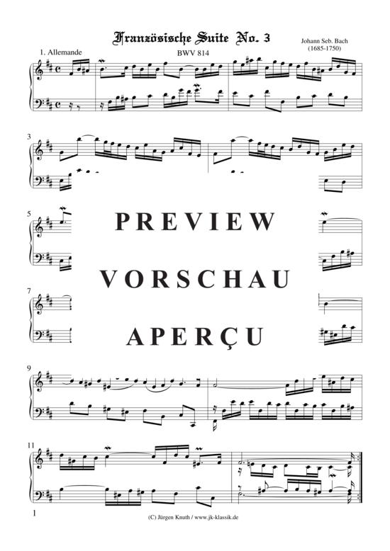 gallery: Französische Suite No. 3 (BWV 814) , ,  (Klavier/Cembalo Solo)