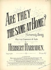 cover: Are They The Same At Home, Herbert Harraden, Gesang, Klavier