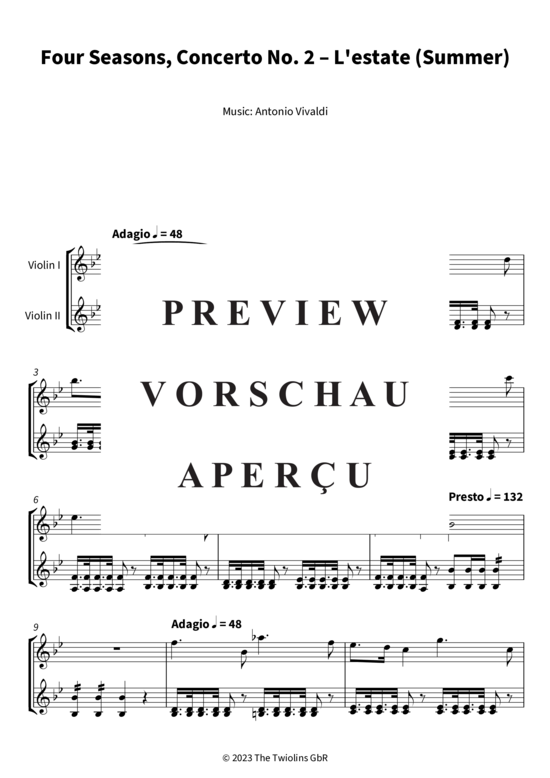 Four Seasons, Concerto No. 2 - L´estate (Summer) 