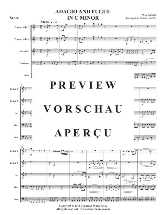 gallery: Adagio and Fugue in c minor , , (Blechbläser Quintett)