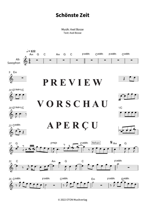 gallery: Schönste Zeit (Alt-Saxophon in Es) , Bosse,  (Leadsheet)