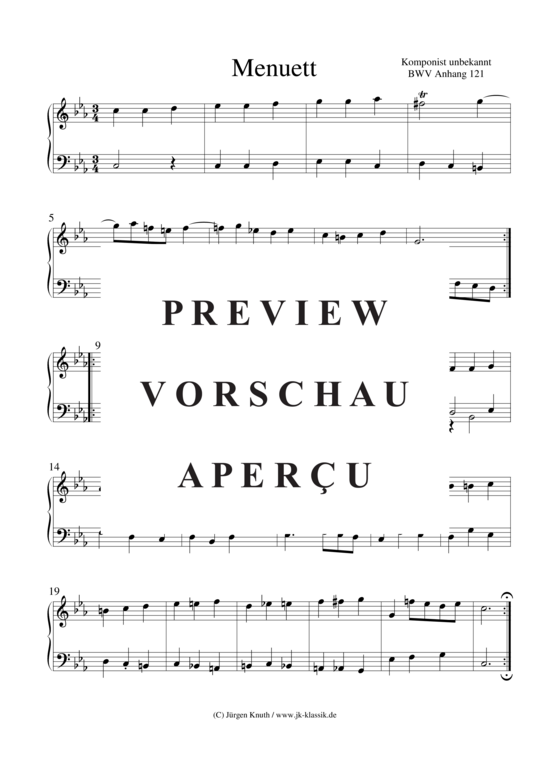 gallery: Menuett aus dem Notenbuch Anna M. Bach (BWV Anhang 121) , ,  (Klavier/Cembalo Solo)