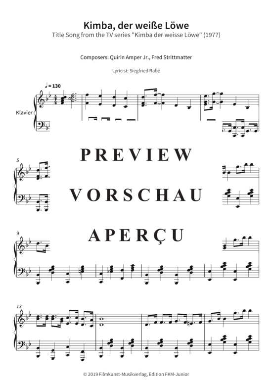 gallery: Kimba, der weiße Löwe - Title Song from the TV series Kimba der weisse Löwe (1977) , ,  (Klavier Solo)