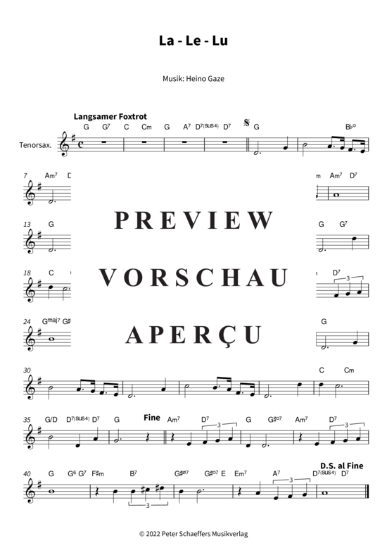 gallery: La - Le - Lu (Soloinstrument in B + Akkorde in B) , Rühmann, Heinz,  (Leadsheet)